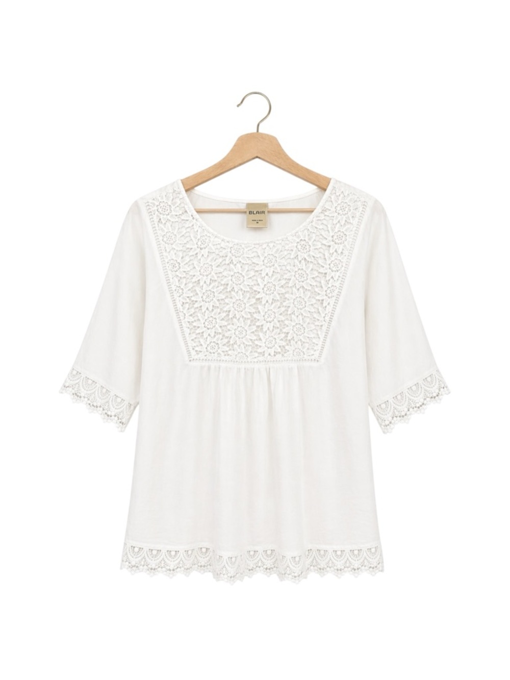 Womens White Crochet Lace Embroidered Tunic Blouse‎ Medium Cottagecare Boho